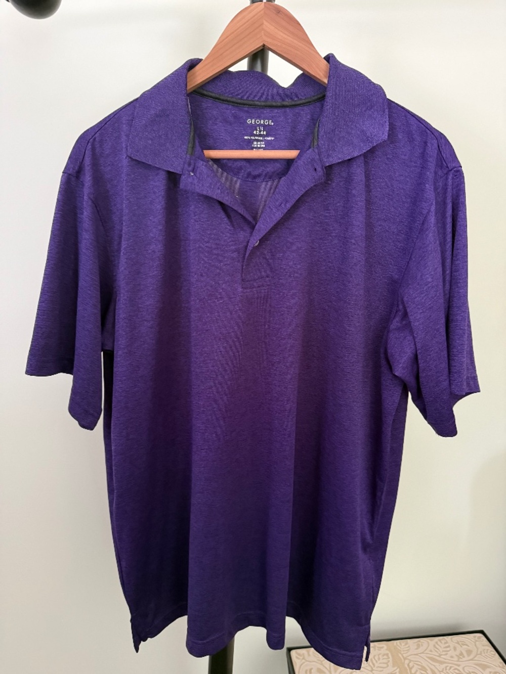 George Men's Heather Purple Performance Polo Shirt - Size L (42-44)